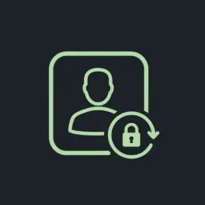 Slotbunny Symbol für die Registrierung oder Anmeldung, das ein Benutzerprofil mit einem Vorhängeschloss und einem Aktualisierungspfeil darstellt.