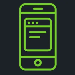 SlotBunny Casino mobiles Browser-Icon mit einem Smartphone und Browserfenster in Neon-Grün.