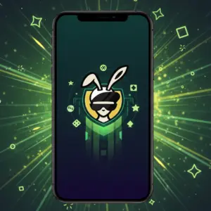 Eine Telefonzeichnung, die das mobile Slotbunny-Erlebnis zeigt.