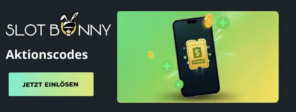 Banner für SlotBunny-Gutscheincodes mit Illustrationen von Telefon und Geld.