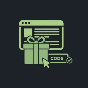 SlotBunny Bonuscode-Icon mit einem Webbrowser, einem Geschenkpaket und einem 'CODE'-Label mit einem Häkchen, das die Auswahl eines Bonus und die Eingabe eines Promocodes bei SlotBunny darstellt.