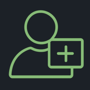 SlotBunny Casino Anmelde-Icon mit einem neon-grünen Benutzer-Icon und einem Plus-Symbol.